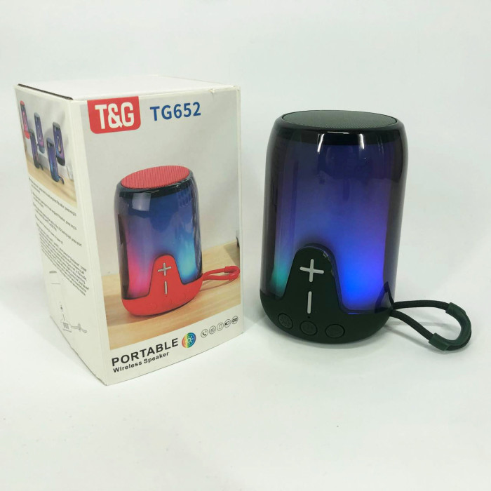 Портативна колонка TG652 5W з RGB підсвічуванням та ремінцем, колонка з акумулятором блютуз. Колір: зелений