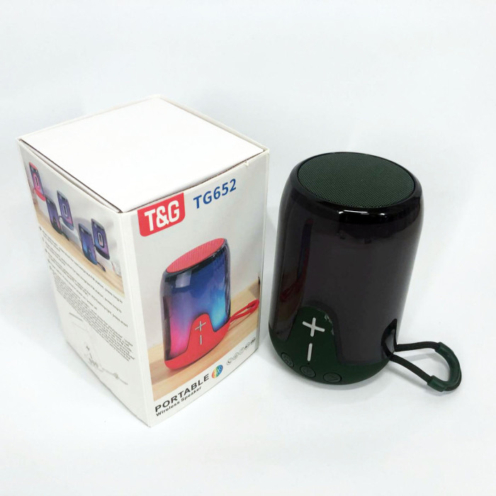 Портативна колонка TG652 5W з RGB підсвічуванням та ремінцем, колонка з акумулятором блютуз. Колір: зелений