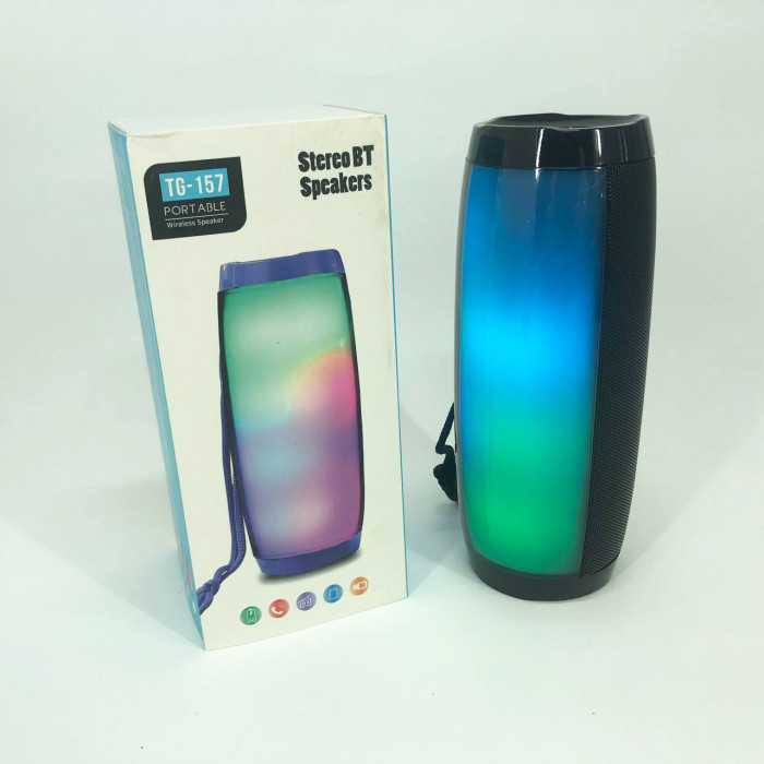 Портативна bluetooth колонка вологостійка TG157 Pulse з різнокольоровою підсвіткою. Колір чорний