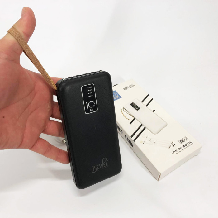 Power Bank зарядний пристрій на сонячній батареї 10000mAh з індикатором заряду. Колір: чорний