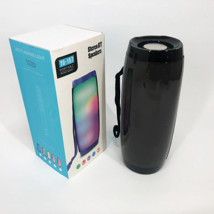 Портативна bluetooth колонка вологостійка TG157 Pulse з різнокольоровою підсвіткою. Колір чорний