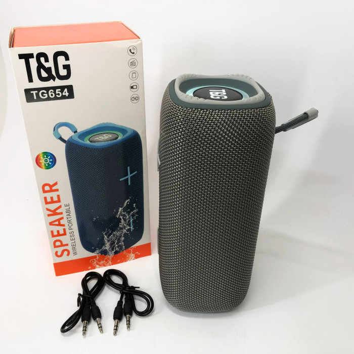 Портативна колонка Bluetooth TG654 8W з підсвічуванням, Бездротова колонка портативна потужна. Колір: сірий