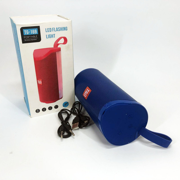 Портативна Bluetooth колонка TG169 з різнокольоровим підсвічуванням FM-радіо 5Wx2. Колір: синій