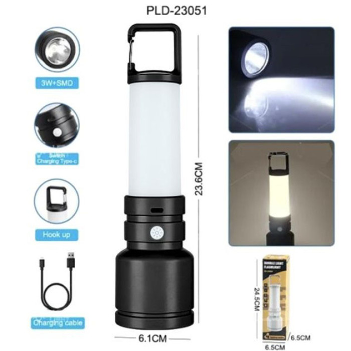 Ліхтар + світильник CH-23051-3W+SMD, Лампа кемпінгова акумуляторна, Ліхтар кемпінговий переносний