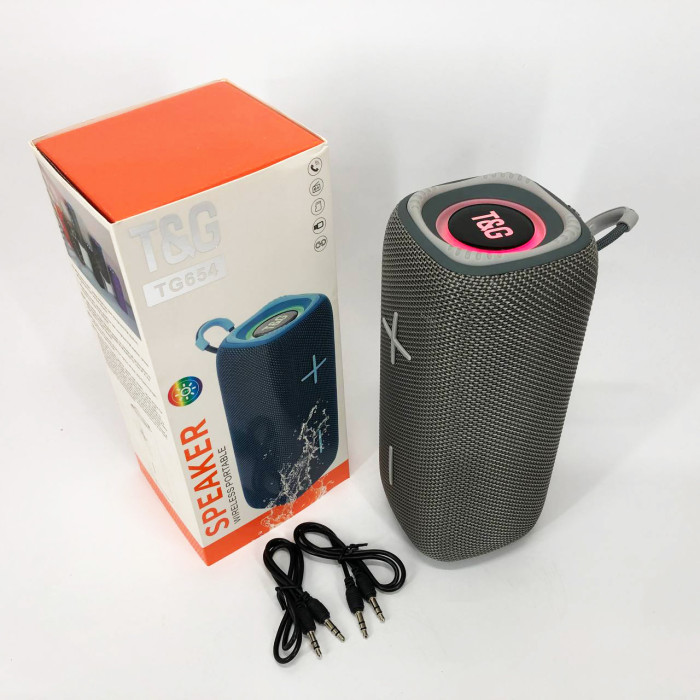 Портативна колонка Bluetooth TG654 8W з підсвічуванням, Бездротова колонка портативна потужна. Колір: сірий