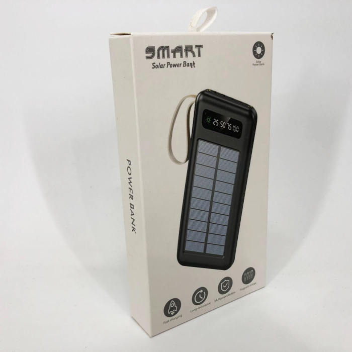 Power Bank Solar Smart 1015 зарядний пристрій на сонячній батареї 20000mAh з індикатором заряду Білий