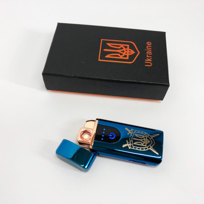 Електрична та газова запальничка Україна з USB-зарядкою HL-432, сенсорна запальничка. Колір: синій