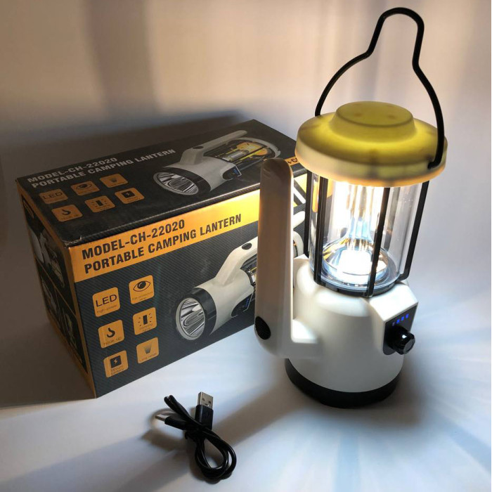 Кемпінговий ручний ліхтар CH-22020 (LM+COB)+Power bank+Type-C+2 режими (плавне регулювання)