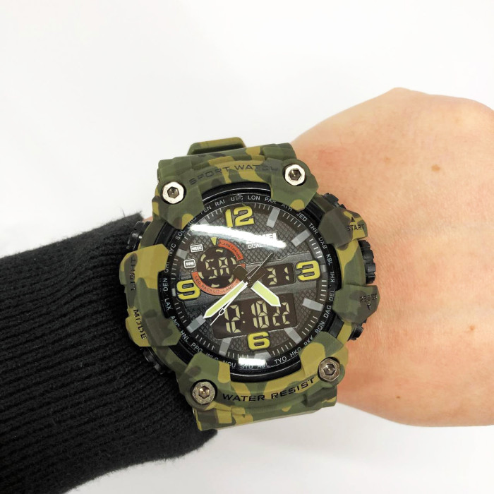 Годинник наручний чоловічий SKMEI 1520CMGN CAMO GREEN, годинник військовий чоловічий, для військовослужбовців. Колір: камуфляж