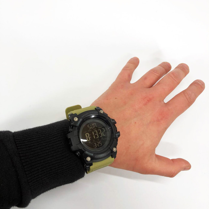 Годинник наручний чоловічий SKMEI 1384KH KHAKI, годинник наручний електронний тактичний. Колір: хакі