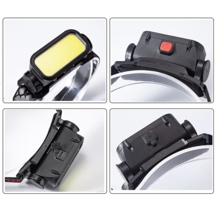 Ліхтар налобний BL-008+COB (white+red), червоне світло, водозахист, вбудований акумулятор