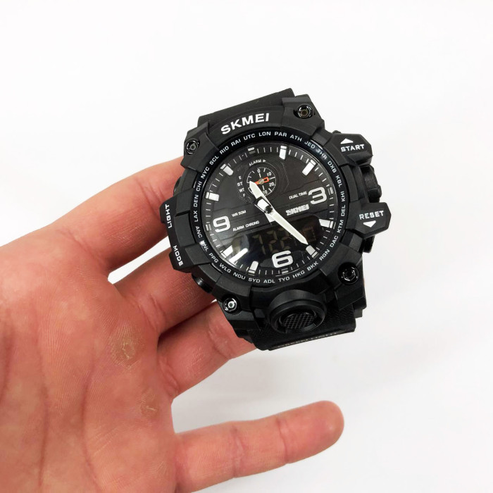 Годинник наручний чоловічий SKMEI 1586BK BLACK, водонепроникний чоловічий годинник, годинник спортивний. Колір: чорний