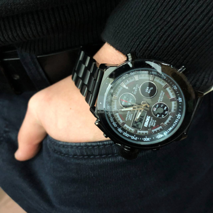 Годинник наручний чоловічий SKMEI 1515BK BLACK, годинник наручний електронний тактичний. Колір: чорний
