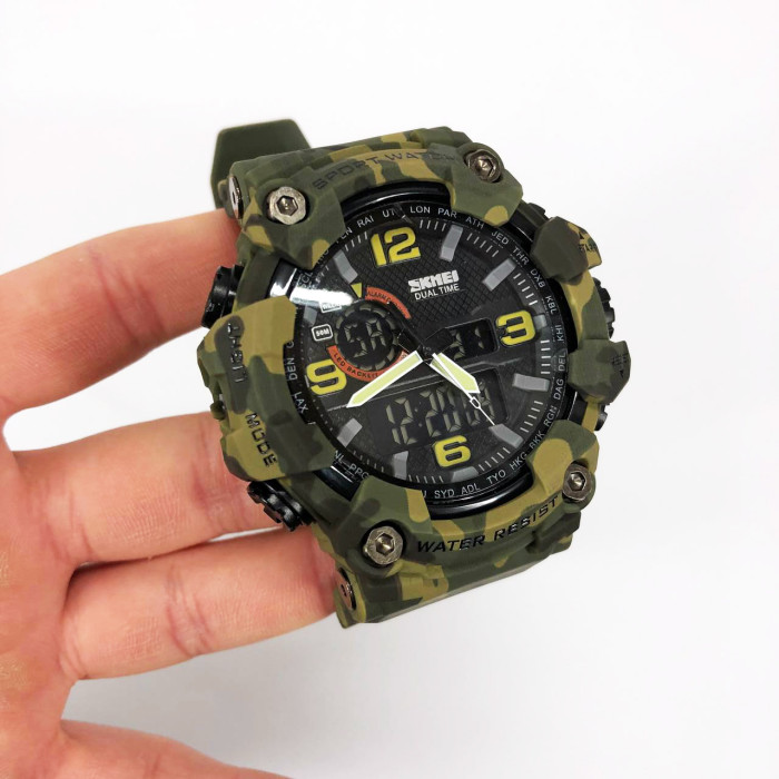 Годинник наручний чоловічий SKMEI 1520CMGN CAMO GREEN, годинник військовий чоловічий, для військовослужбовців. Колір: камуфляж