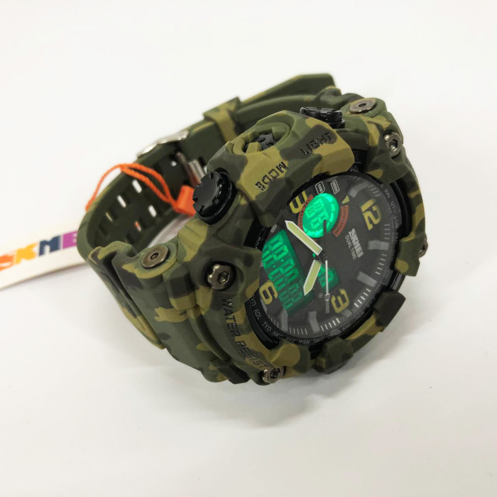Годинник наручний чоловічий SKMEI 1520CMGN CAMO GREEN, годинник військовий чоловічий, для військовослужбовців. Колір: камуфляж