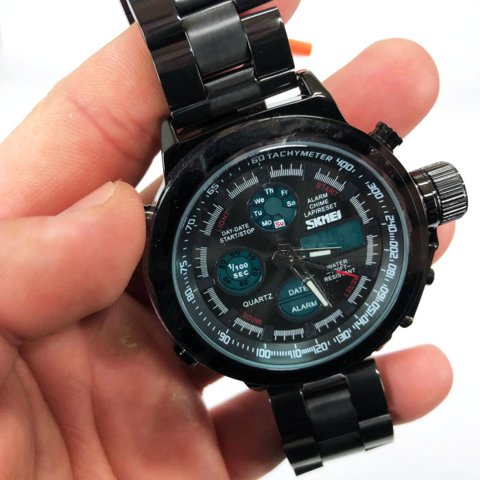 Годинник наручний чоловічий SKMEI 1515BK BLACK, годинник наручний електронний тактичний. Колір: чорний
