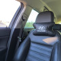 Набір подушок для авто Hyundai 2шт, натуральна шкіра, чорний колір, комфортні підголовники в автомобіль