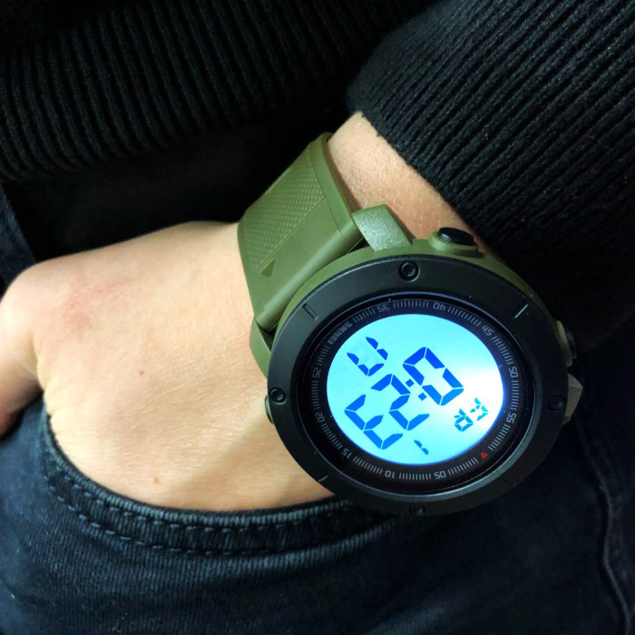 Годинник наручний чоловічий SKMEI 2122AGWT ARMY GREEN-WHITE, армійський годинник протиударний. Колір: зелений