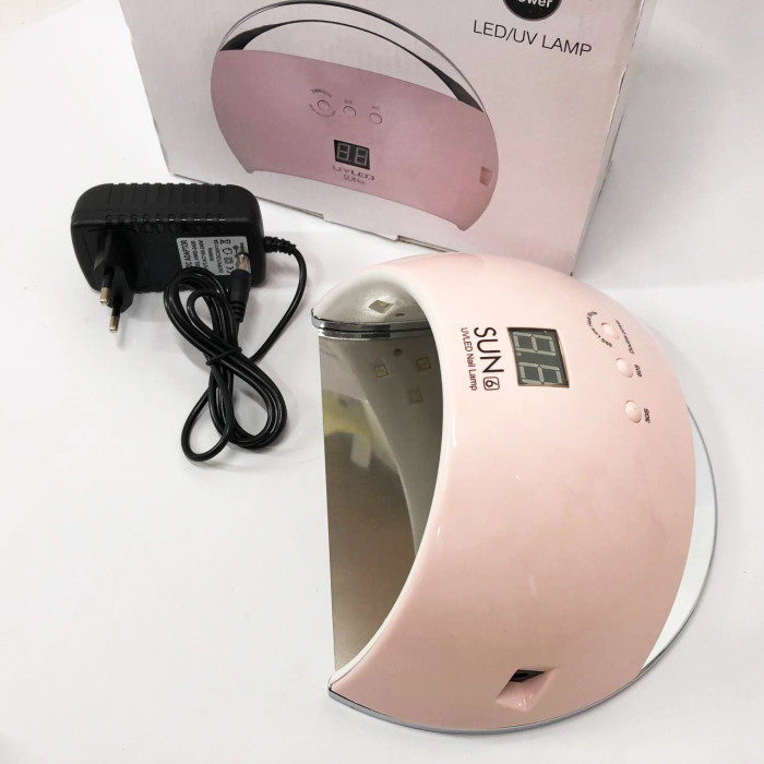 Ультрафіолетова лампа для Манікюру UV LAMP Sun 6, Світлодіодна сушарка для гель лаку. Колір: рожевий