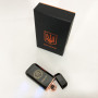 Дугова електроімпульсна запальничка USB Герб України (індикатор заряду, ліхтарик) HL-442. Колір чорний