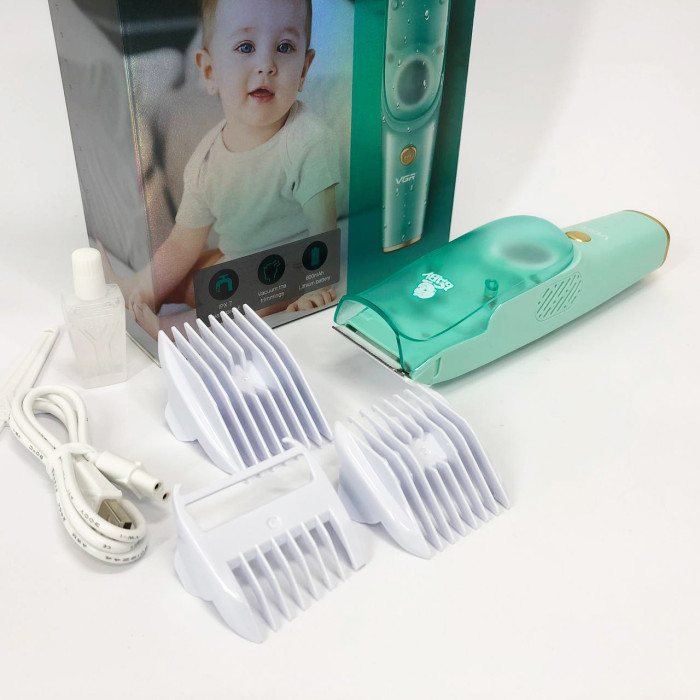 Машинка з витяжкою для стрижки дітей та немовлят VGR V-151 Baby зі змінними насадками