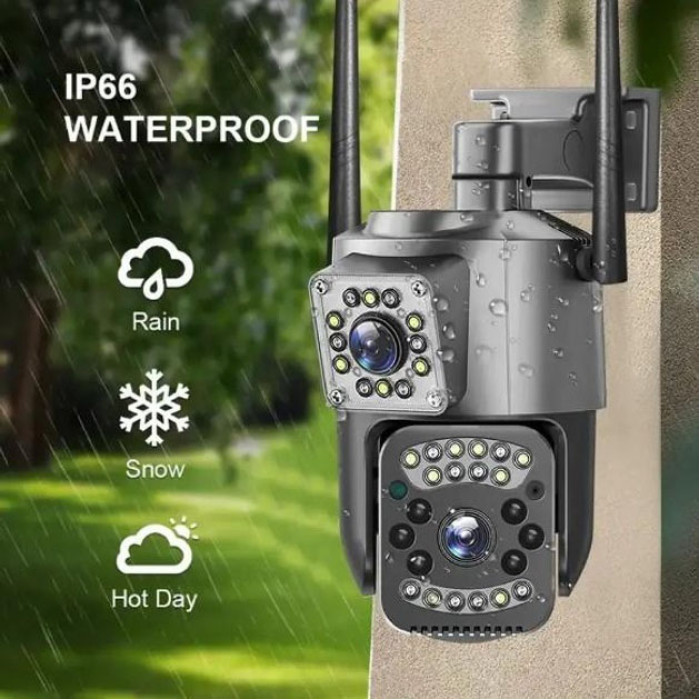 Вулична IP камера 4G/Wi-Fi з двома лінзами SC03 V380pro 4 Mп, Відеокамера з цифровим зумом та мікрофоном