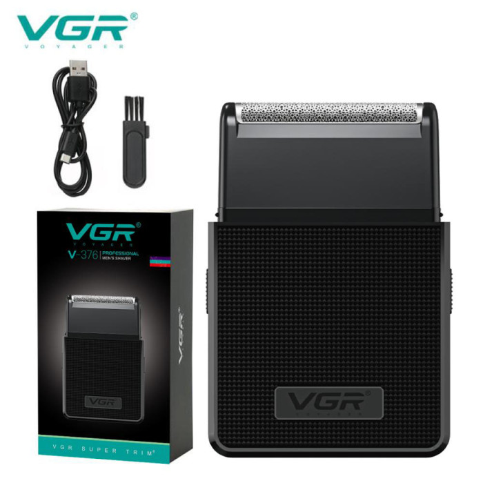 Електробритва VGR V-376 BLACK шейвер, Бюджетна машинка для стрижки бороди, Бездротова електробритва
