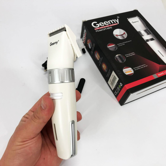 Акумуляторна машинка для стрижки волосся Gemei GM-6042, підстригальна машинка. Колір: білий