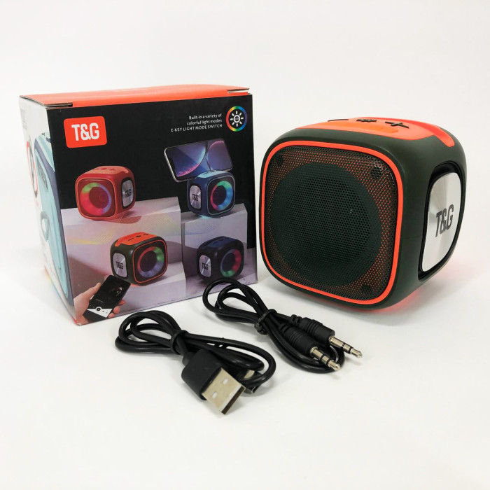 Портативна Bluetooth колонка TG359 7W з підсвічуванням RGB, акумуляторна колонка для музики. Колір: зелений