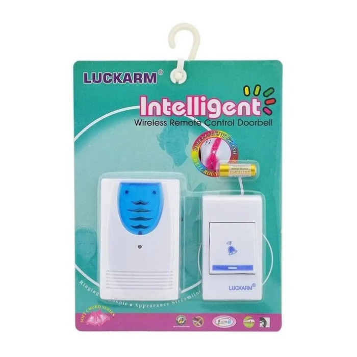 Дверний дзвінок від батарейок Luckarm Intelligent 8203 бездротовий. Колір: блакитний