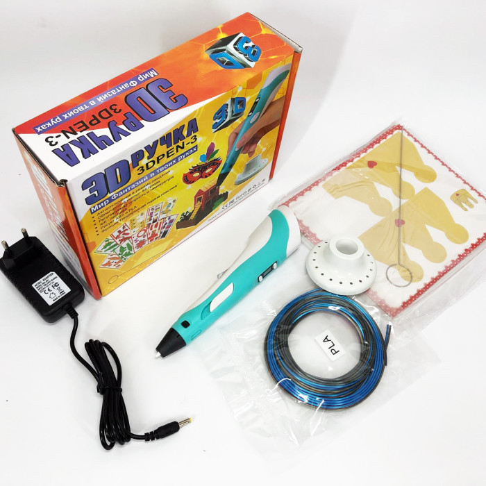 3D ручка Smart 3D Pen 2 c LCD дисплеєм, Цікава ручка 3д для дітей, Оригінальна. Колір: блакитний