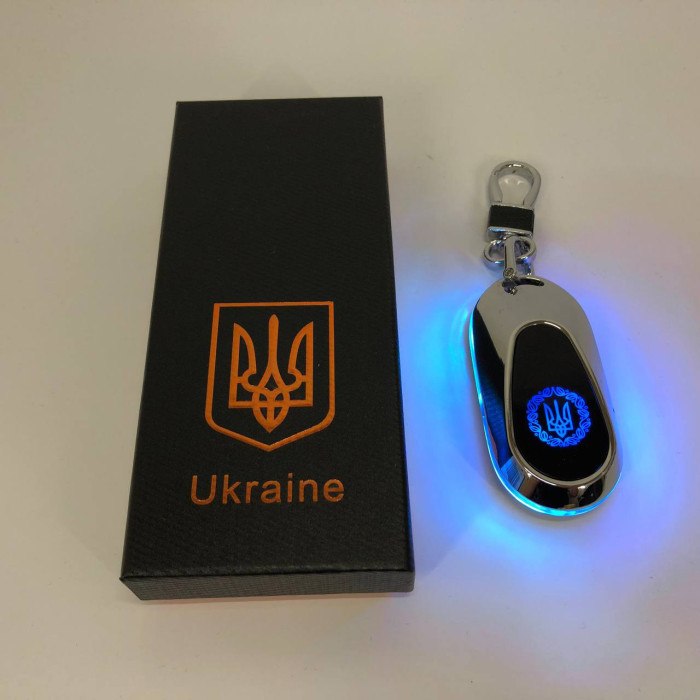 Електрична запальничка - брелок Україна з USB-зарядкою та підсвічуванням HL-472. Колір: срібло