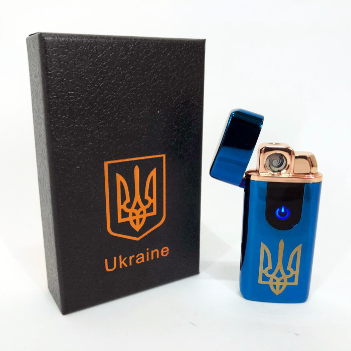 Електрична та газова запальничка Україна із USB-зарядкою HL-431, запальничка спіральна. Колір: синій