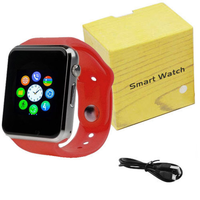 Смарт-годинник Smart Watch A1 розумний електронний зі слотом під sim-карту + карту пам'яті micro-sd. Колір: червоний