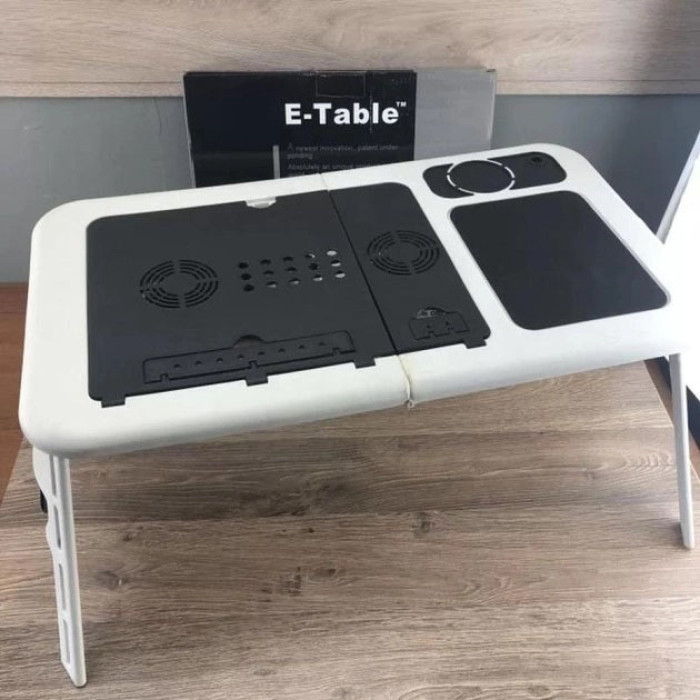 Складаний столик для ноутбука LD-09 E-Table, столик з охолодженням 2 USB кулера, Стіл підставка з вентиляцією