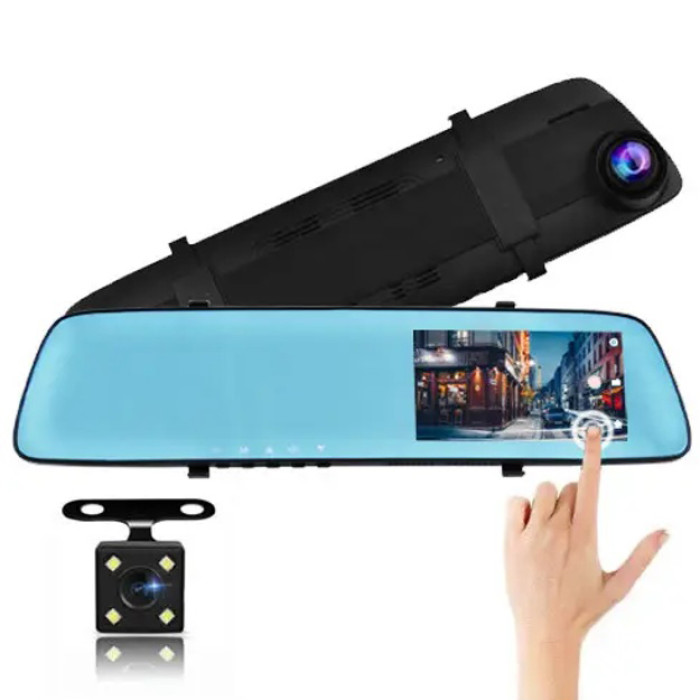 Автомобільний відеореєстратор-дзеркало L-9003 4,3" TOUCH SCREEN 2 камери 1080P Full HD