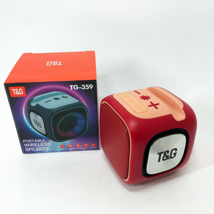 Портативна Bluetooth колонка TG359 7W з RGB підсвічуванням, Гучна блютуз колонка. Колір: червоний