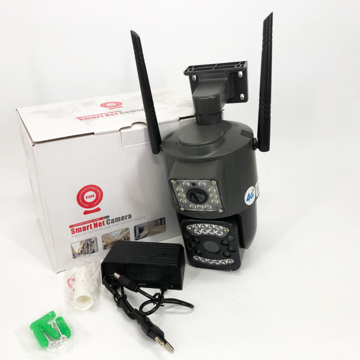 Вулична IP камера 4G/Wi-Fi з двома лінзами SC03 V380pro 4 Mп, Відеокамера з цифровим зумом та мікрофоном