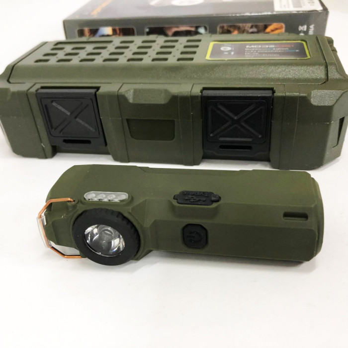 Ліхтарик-запальничка армійська MULTIFUNCTIONAL D51-COB, Запальничка на подарунок в упаковці. Колір: зелений