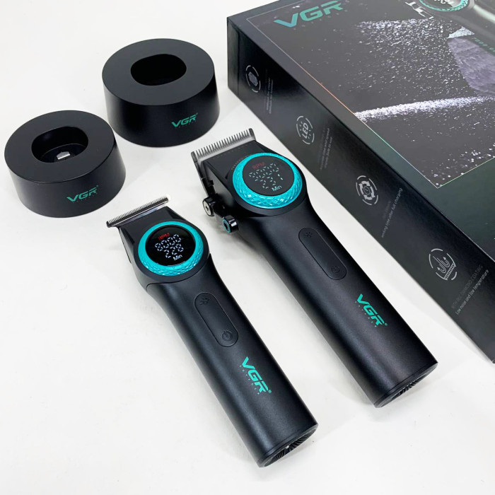 Набір VGR 2 в 1 V-001 V-977 BLACK, акумуляторна машинка для стрижки та триммер. Колір: чорний
