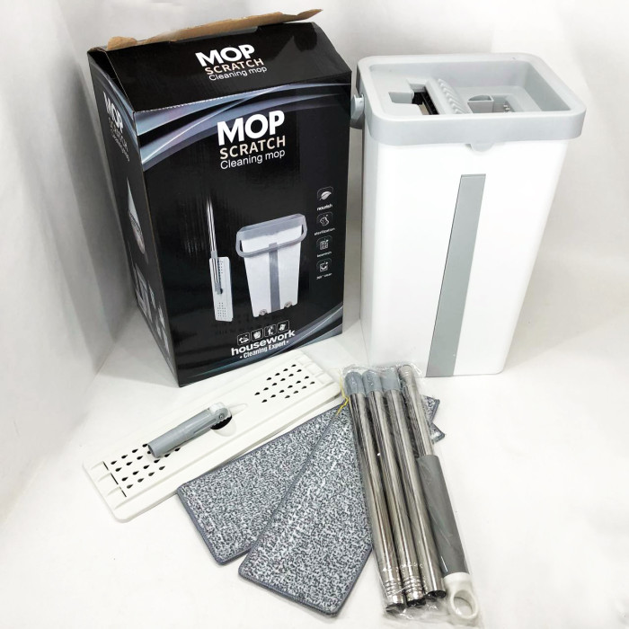 Швабра велика з відром комплект Scratch Cleaning Easy Mop з автоматичним віджиманням та складною ручкою