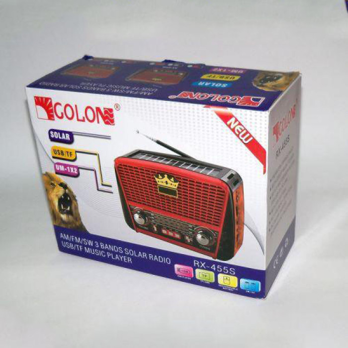 Радіоприймач Golon RX-455S USB / акумулятор сонячна панель, Радіоприймач з гарним прийомом для дачі