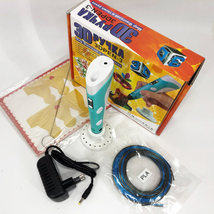 3D ручка Smart 3D Pen 2 c LCD дисплеєм, Цікава ручка 3д для дітей, Оригінальна. Колір: блакитний