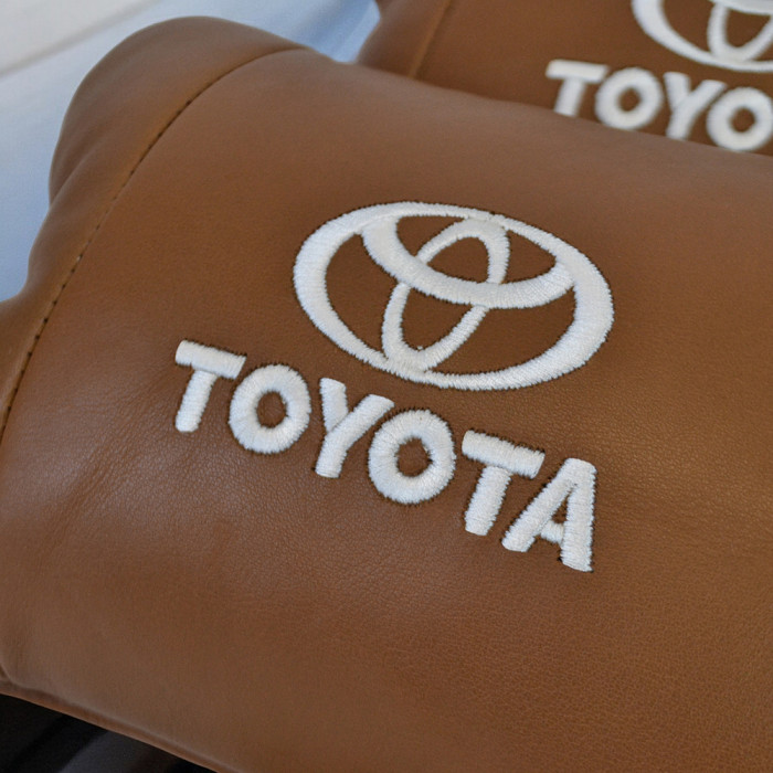 Набір шкіряних подушок 2шт на підголівник Toyota. Комфортні ортопедичні подушки,Тойота