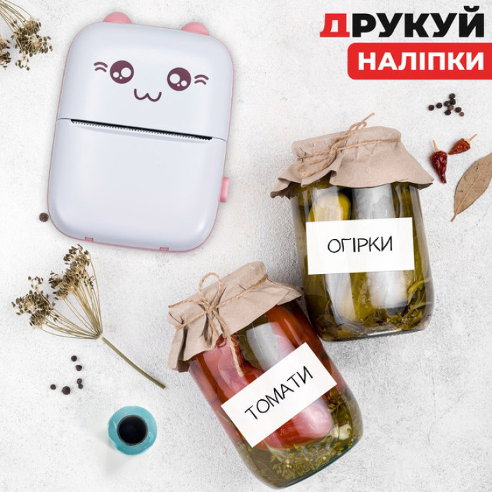 Портативний мініпринтер Mini printer з Bluetooth для термодруку без чорнила зі смартфона. Колір: рожевий