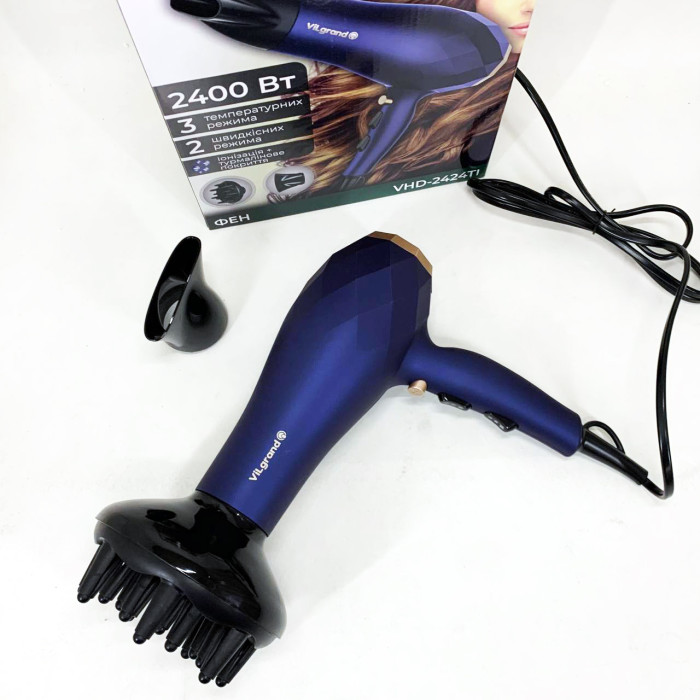 Фен VILGRAND VHD 2424TI. Колір: синій