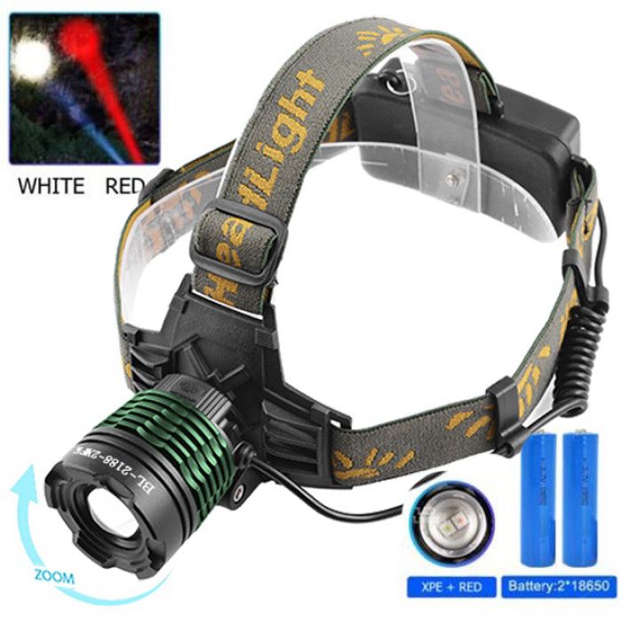 Акумуляторний ліхтар налобний Police 2188 2XPE (white+red)
