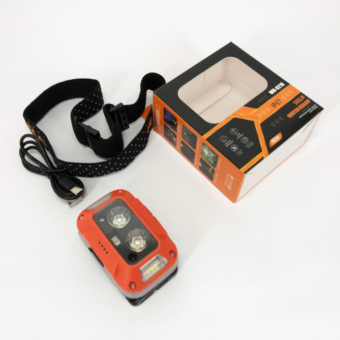 Ліхтар налобний WH-0218-XPG(white+yellow)+SMD(red), Налобний ліхтар для туризму риболовлі та полювання