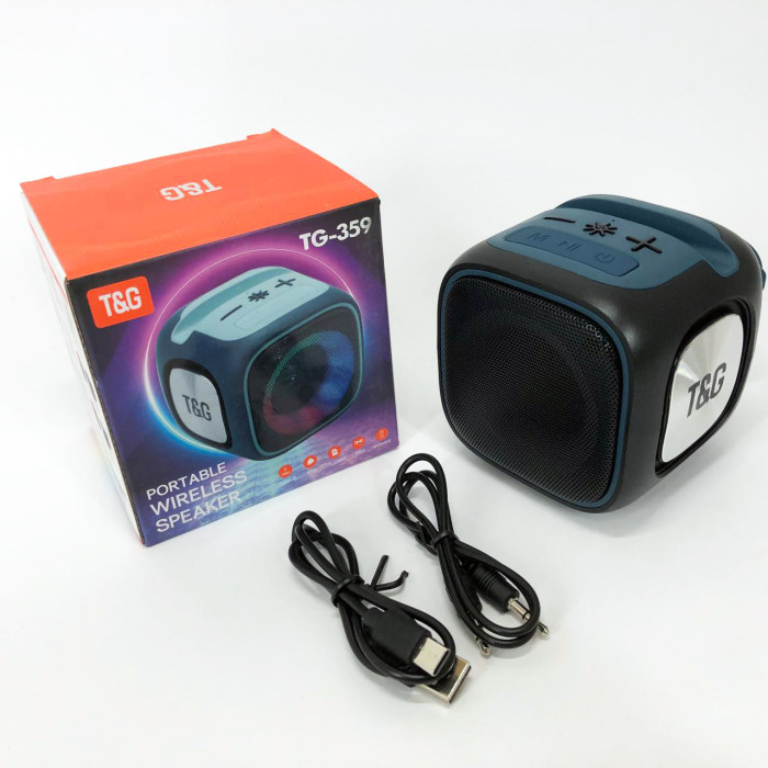 Портативна Bluetooth колонка TG359 7W з RGB підсвічуванням, гучна колонка для вечірки. Колір: чорний