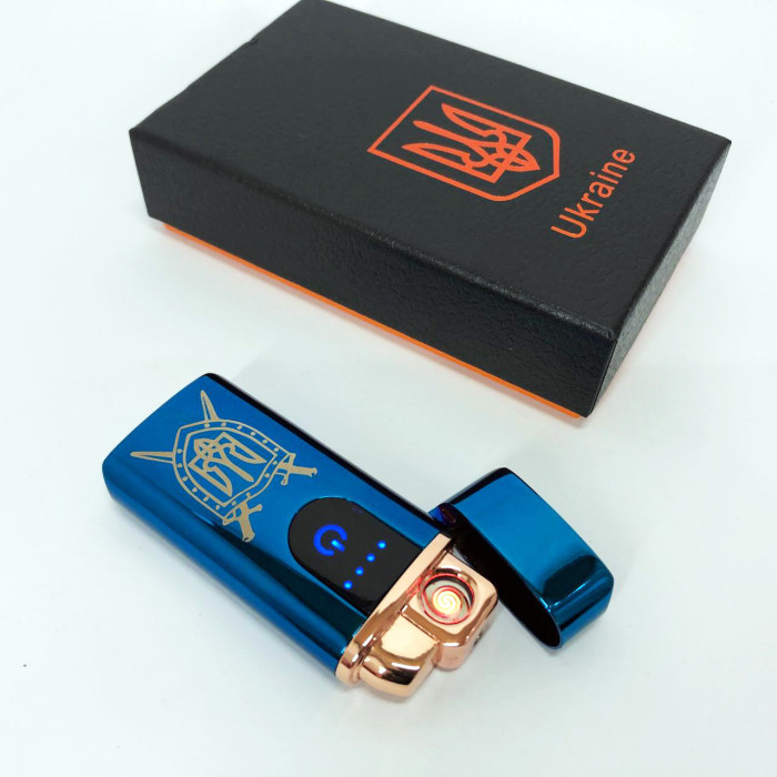 Електрична та газова запальничка Україна з USB-зарядкою HL-432, сенсорна запальничка. Колір: синій